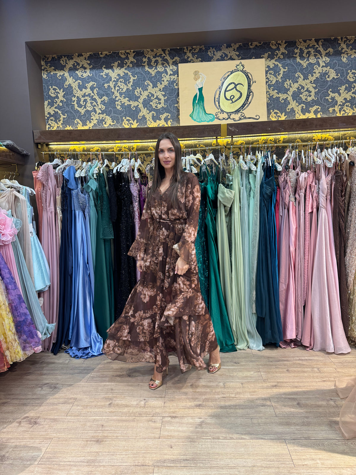 Brown Blossom Maxi Dress