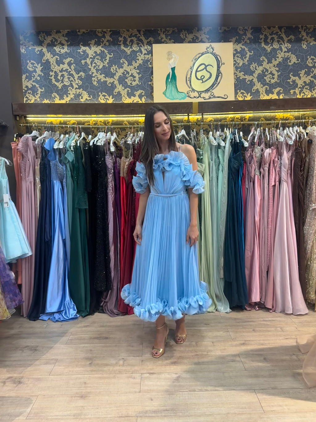 Flora Ruffle Dress – Light Blue