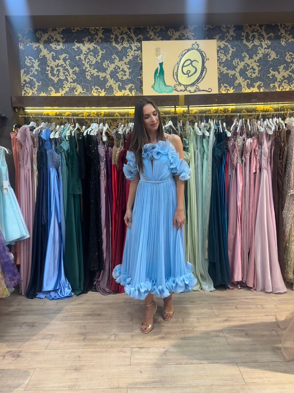 Flora Ruffle Dress – Light Blue