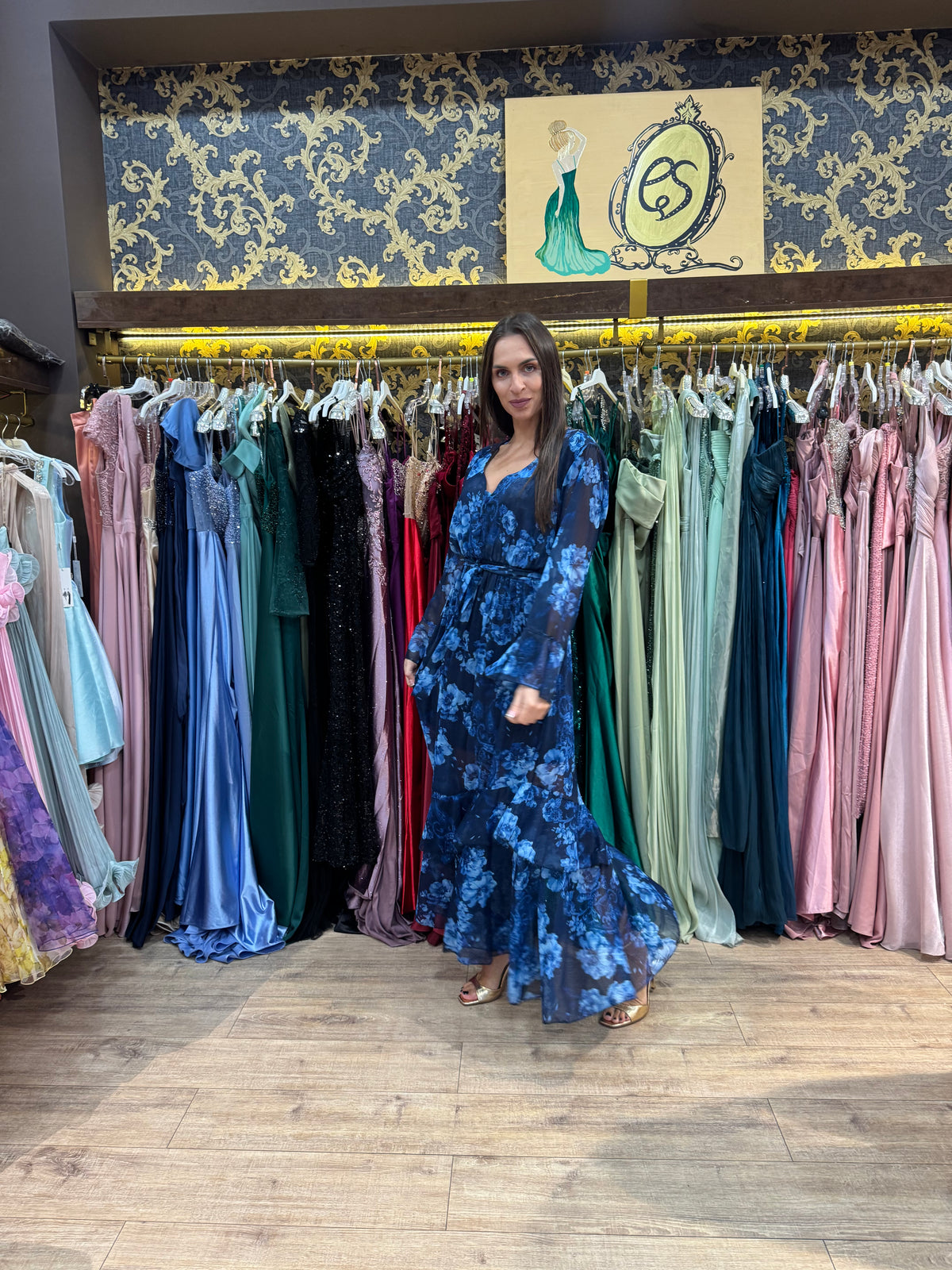Royal Blue Blossom Maxi Dress