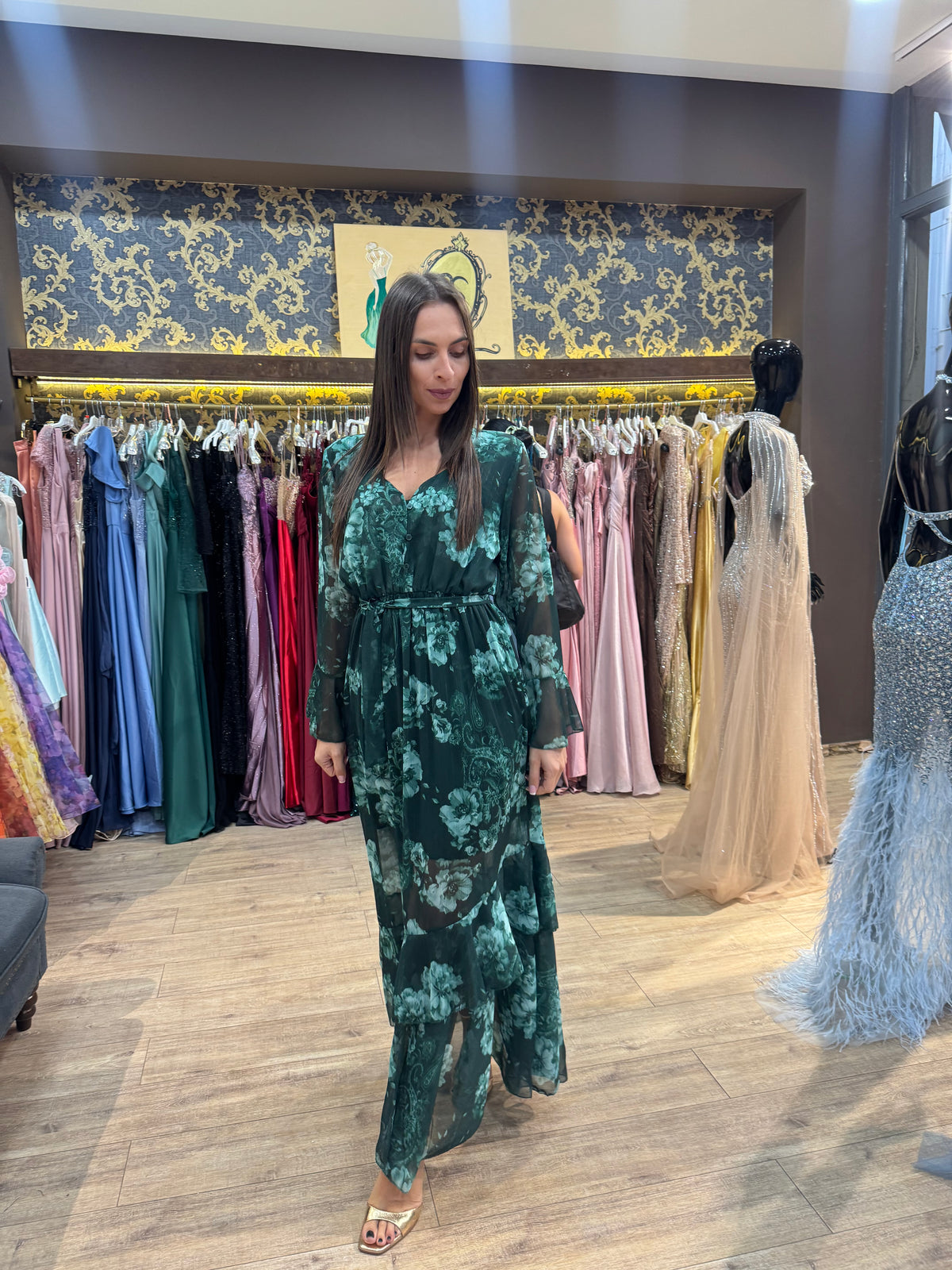Green Blossom Maxi Dress