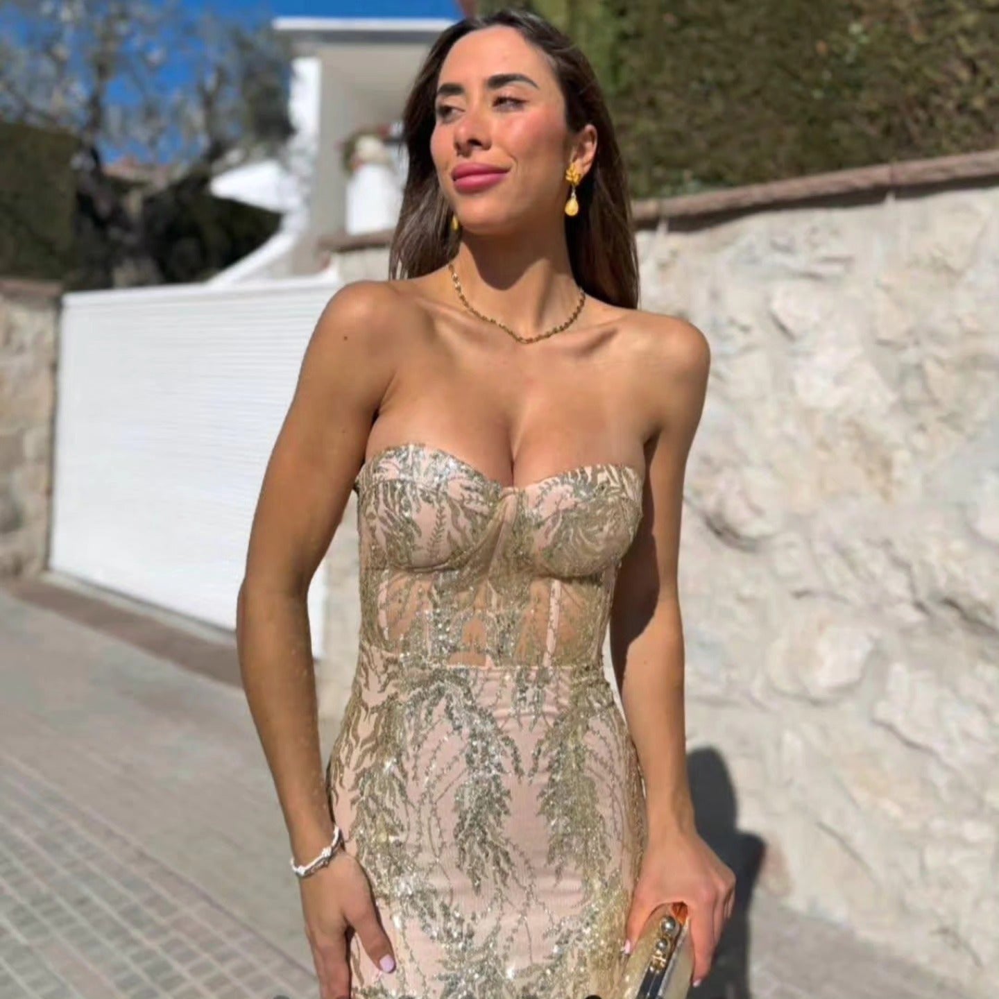 Gold Celeste Glitter Dress
