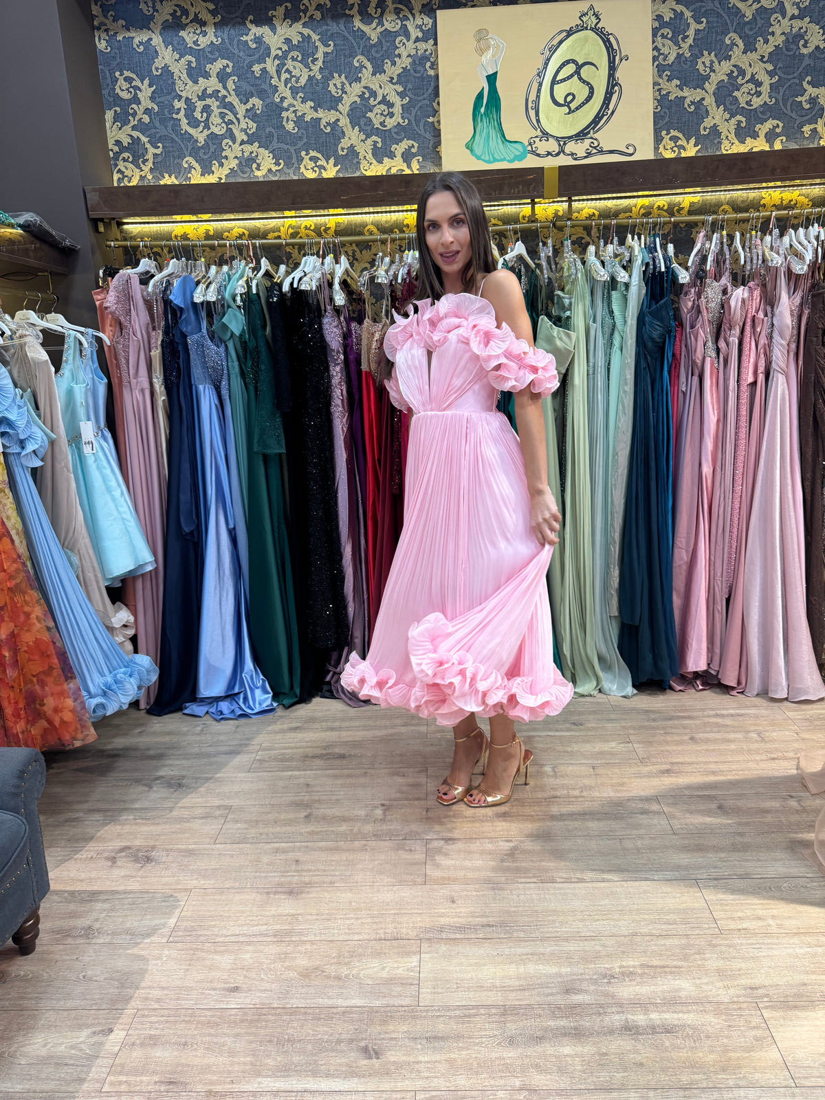 Flora Ruffle Dress – Pink