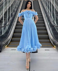 Flora Ruffle Dress – Light Blue