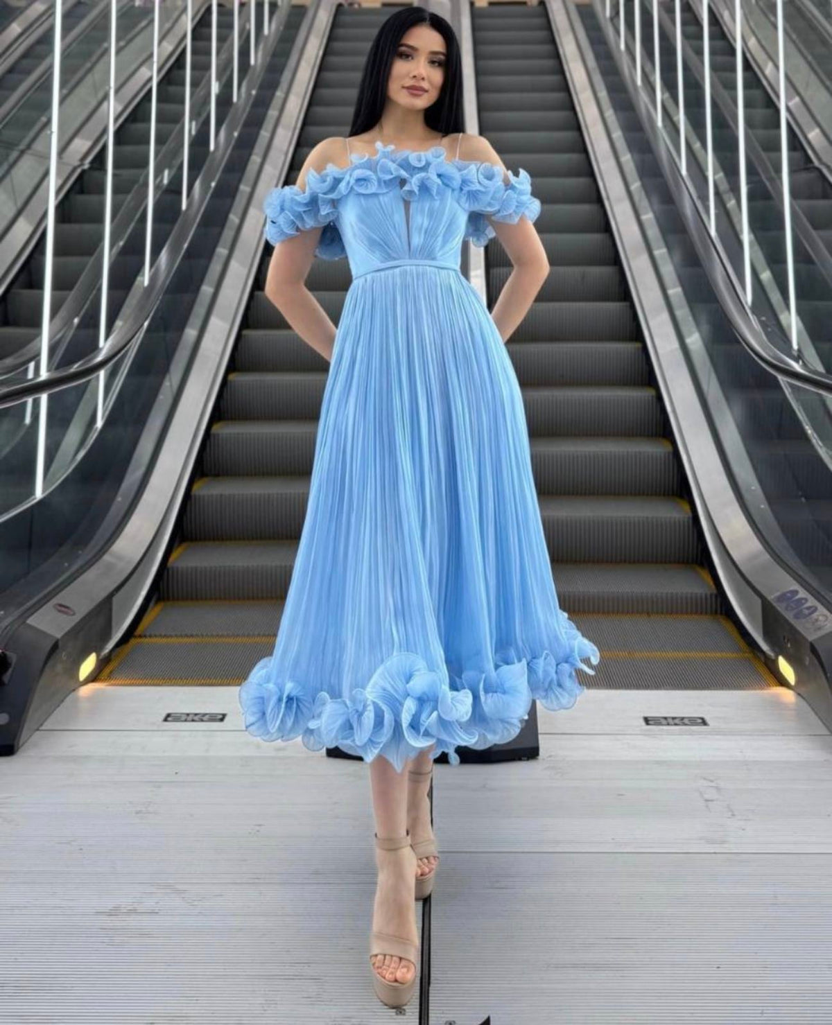 Flora Ruffle Dress – Light Blue