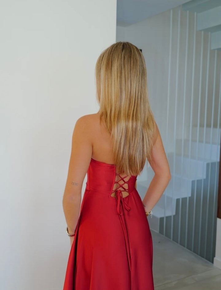 Cherry Camille Corset Maxi Dress