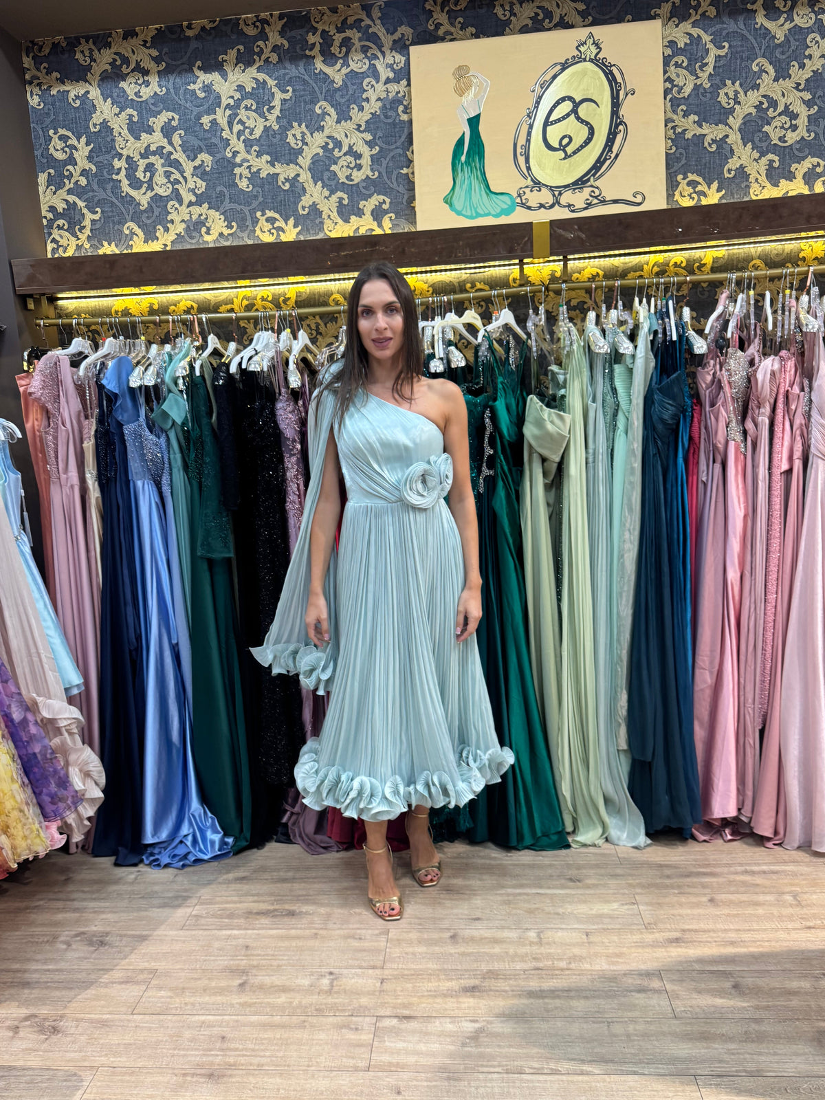 Celina One Shoulder Dress – Mint