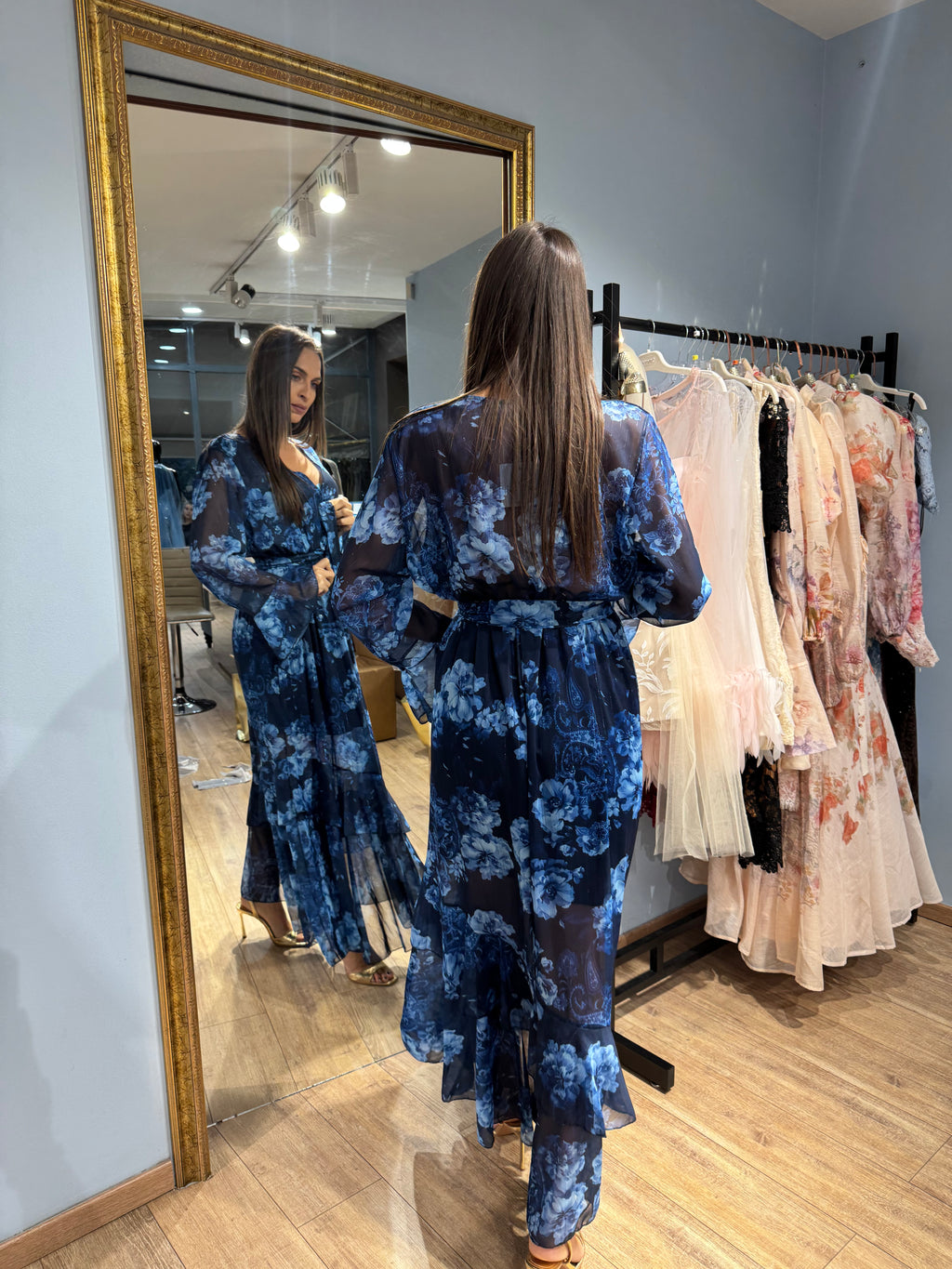 Royal Blue Blossom Maxi Dress