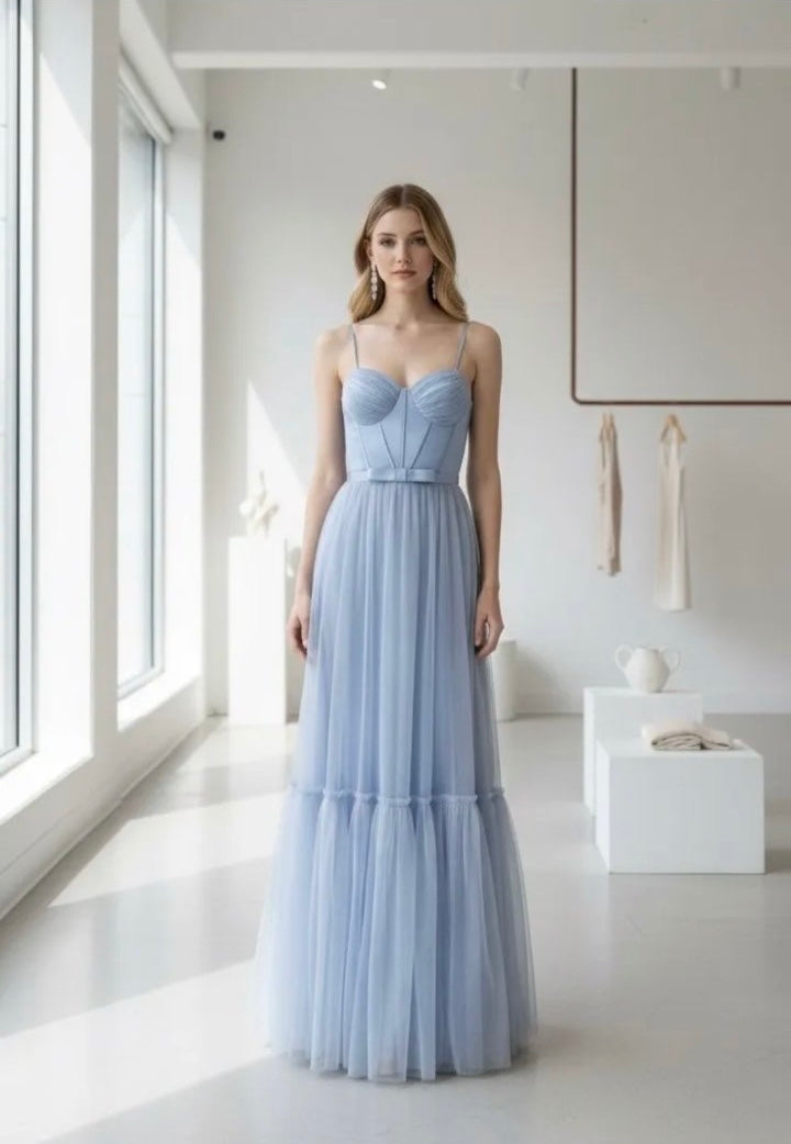 Elodie Tulle Dress – Blue Grey