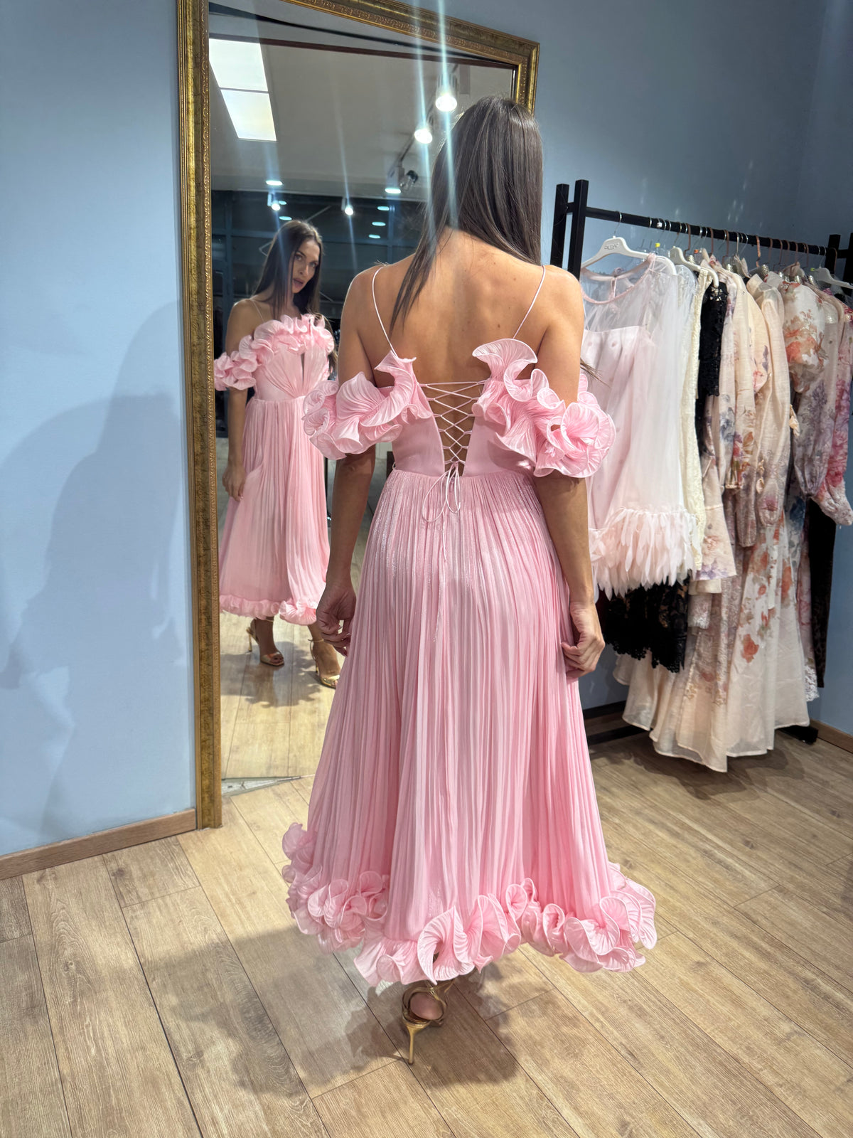 Flora Ruffle Dress – Pink