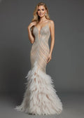 Champagne Ophelia Crystal Feather Dress