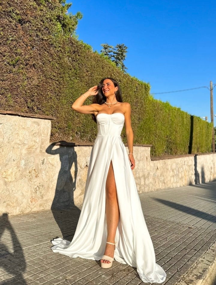 White Camille Corset Maxi Dress