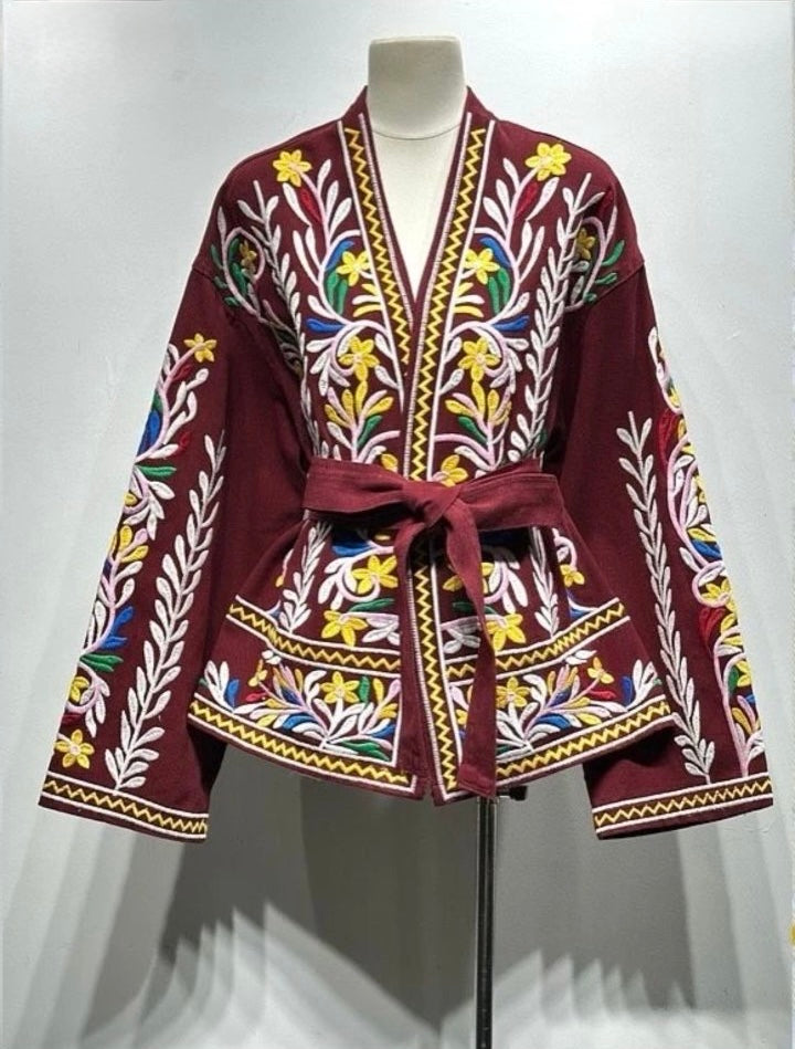 Burgundy Sahara Denim Kimono