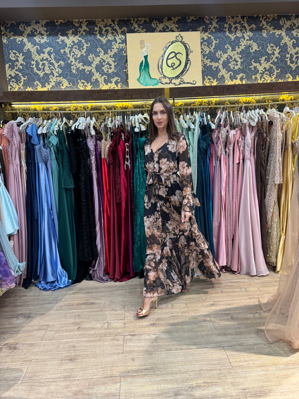 Black Blossom Maxi Dress