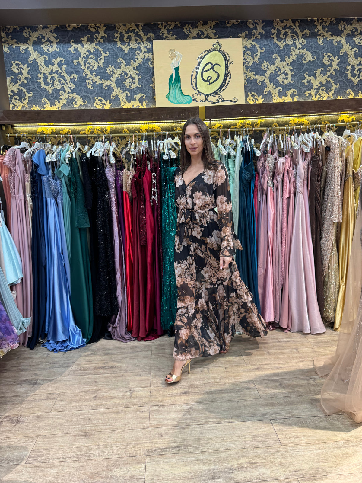 Black Blossom Maxi Dress