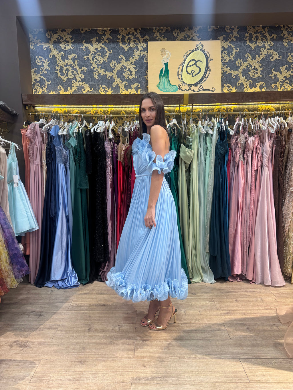 Flora Ruffle Dress – Light Blue