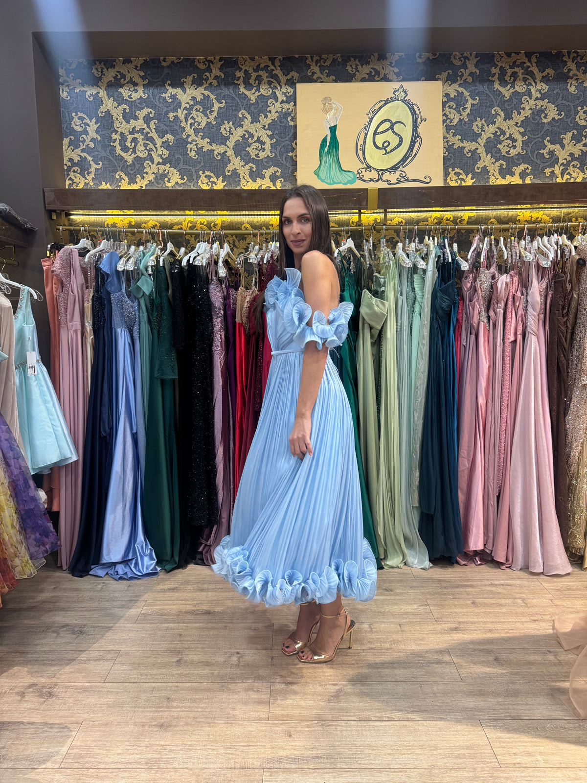 Flora Ruffle Dress – Light Blue