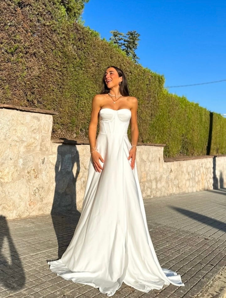 White Camille Corset Maxi Dress