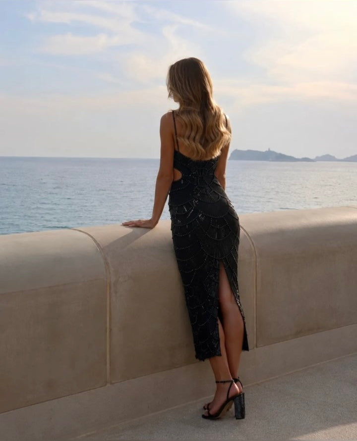 Selene Black Beaded Dress