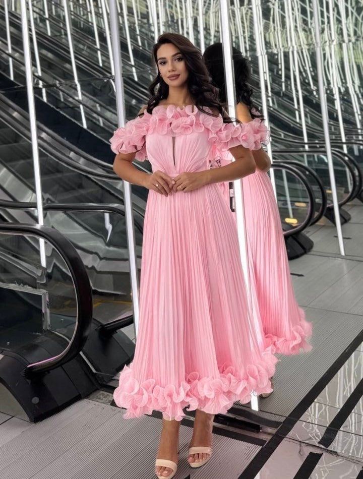 Flora Ruffle Dress – Pink
