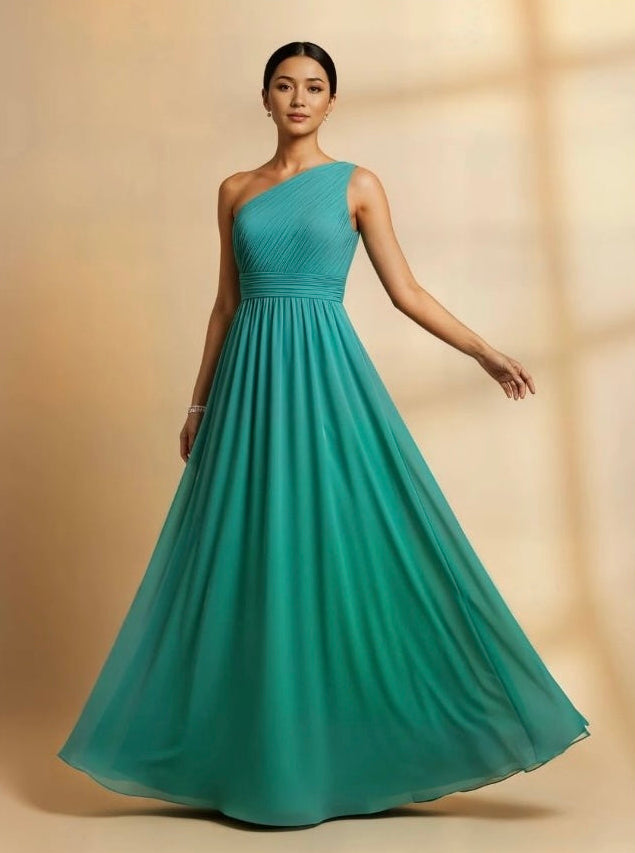 Amara One Shoulder Dress – Turquoise