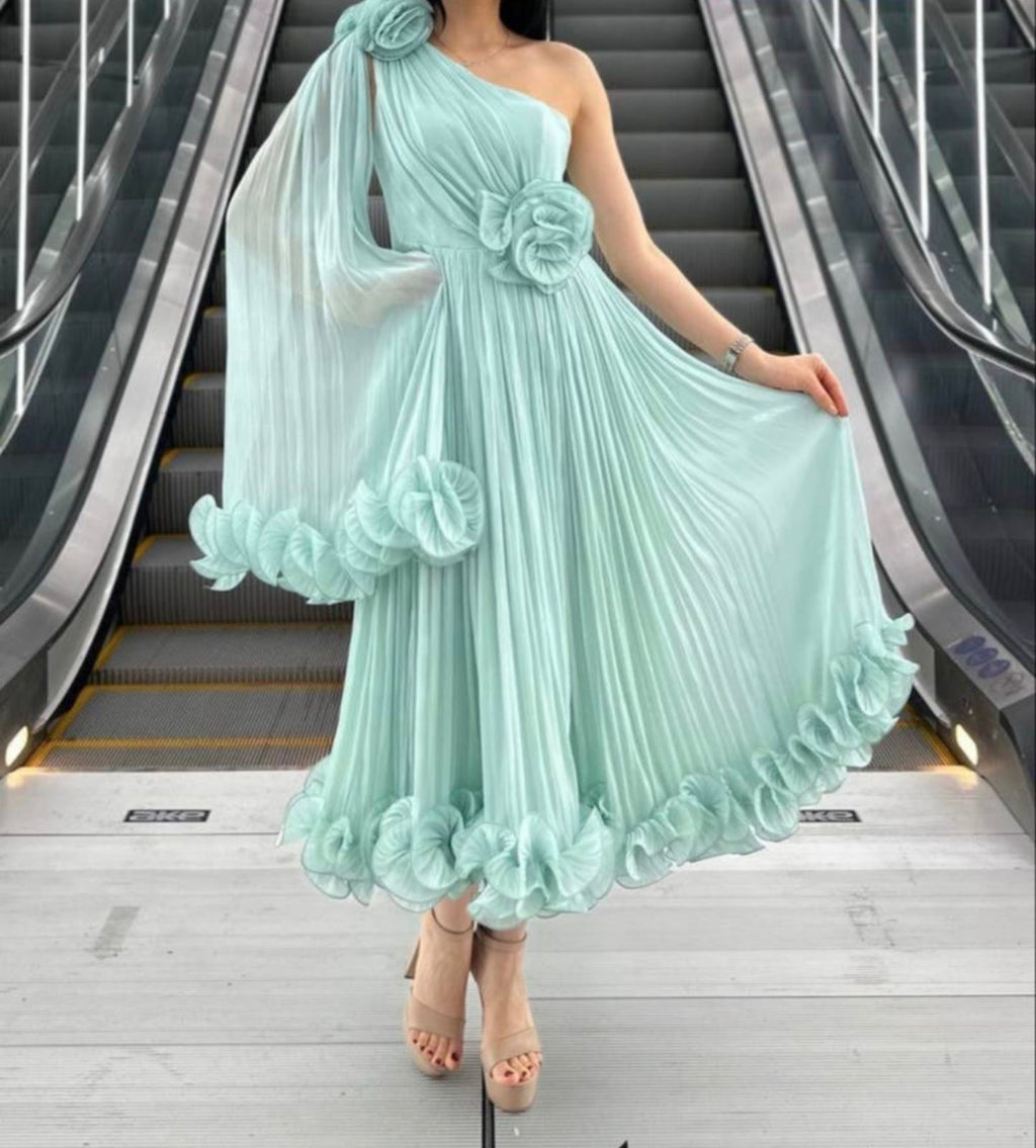Celina One Shoulder Dress – Mint