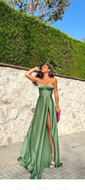Green Camille Corset Maxi Dress