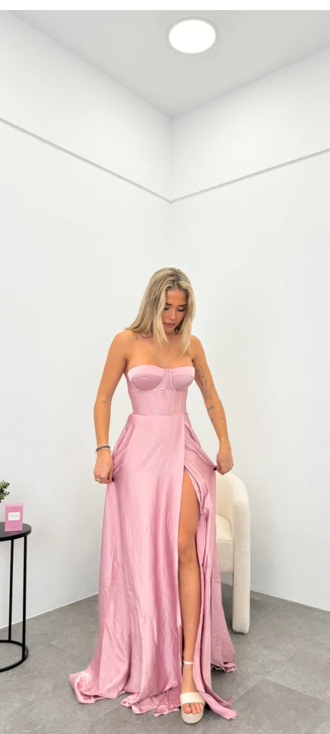Pink Camille Corset Maxi Dress