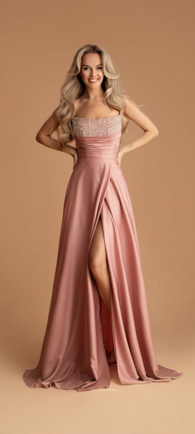 Evera – Rose Satin Corset Gown