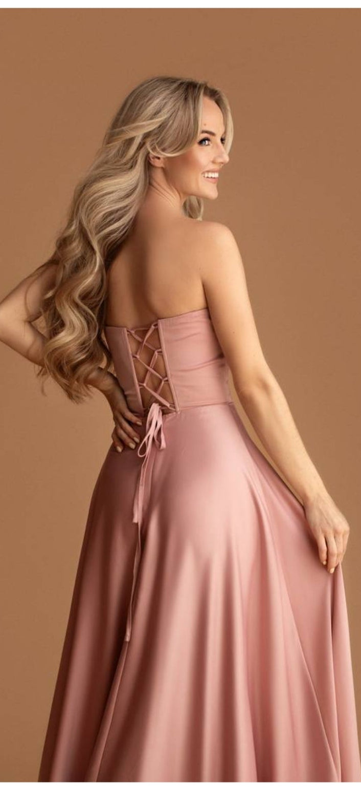 Evera – Rose Satin Corset Gown