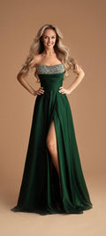 Evera – Green Satin Corset Gown