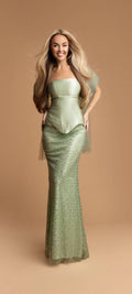 Sage Elegance – Mermaid Evening Gown