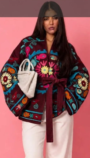 Jade Μπορντό Kimono Jacket