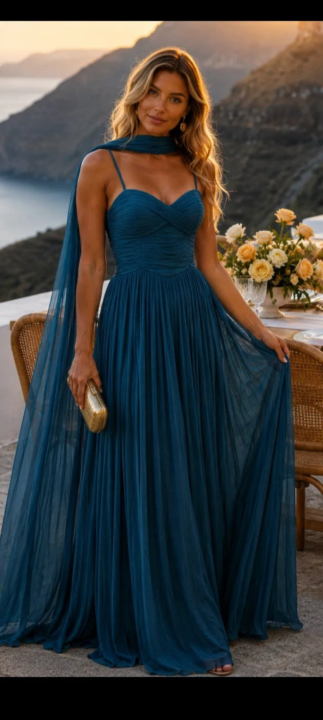 Elara Teal Maxi Dress