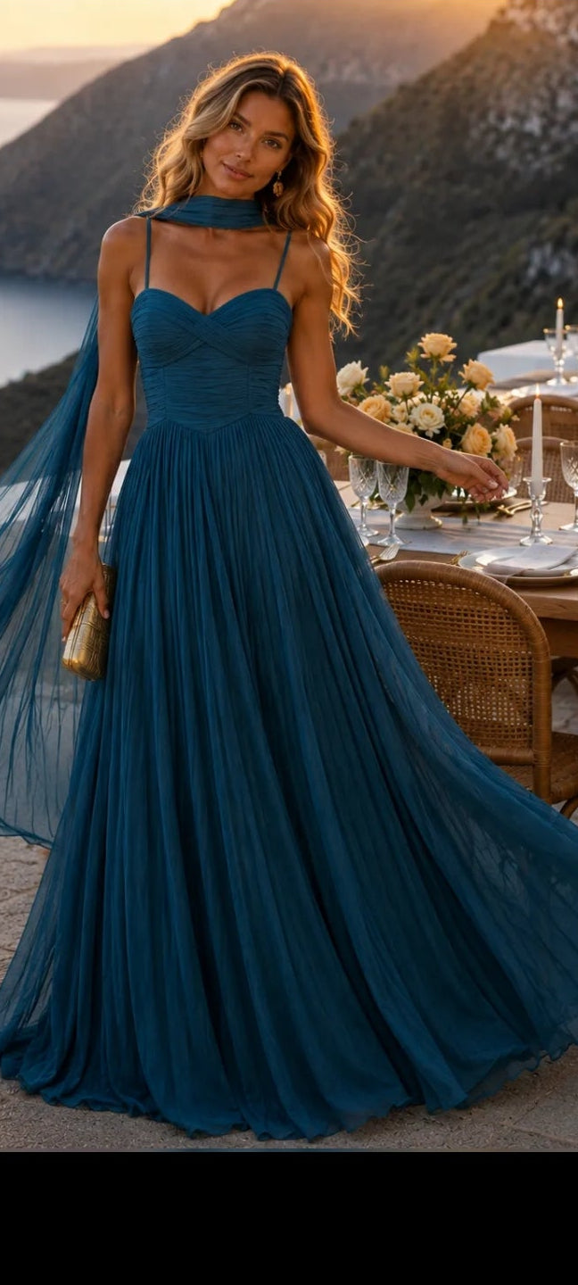 Elara Teal Maxi Dress
