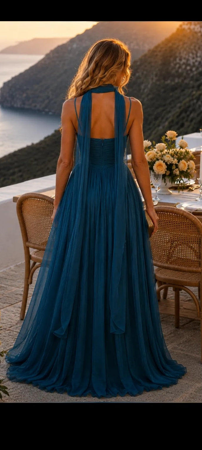 Elara Teal Maxi Dress