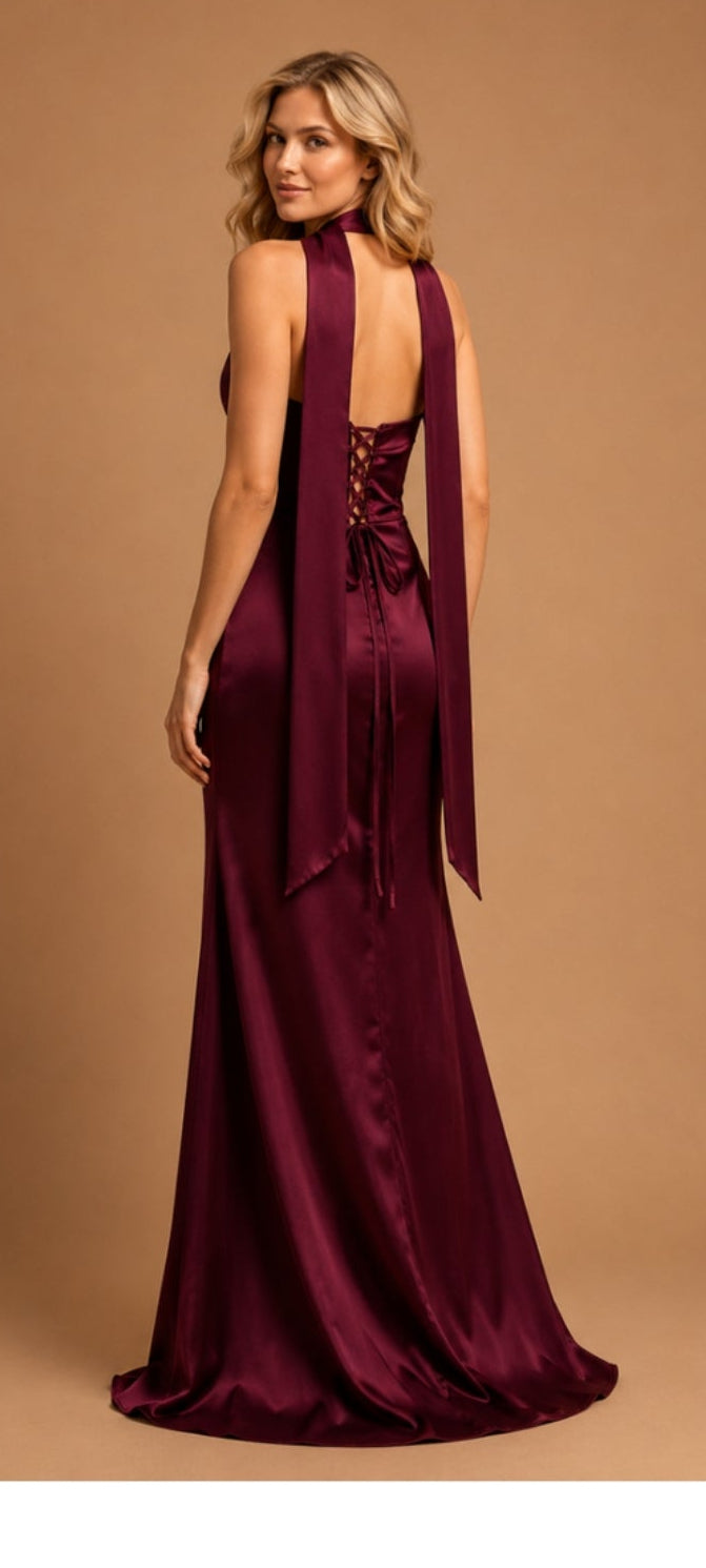 Glamour Bordeaux Maxi Dress