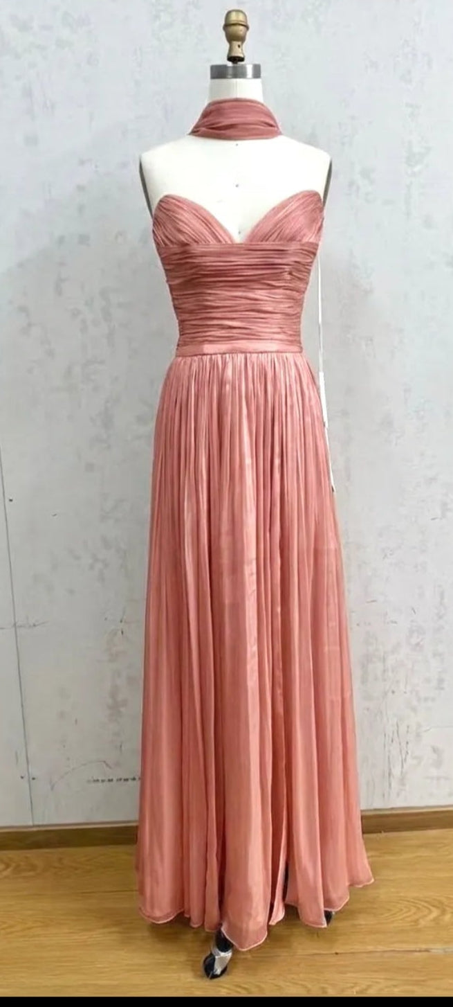 Dusty Pink Valentina Pleated Maxi Dress