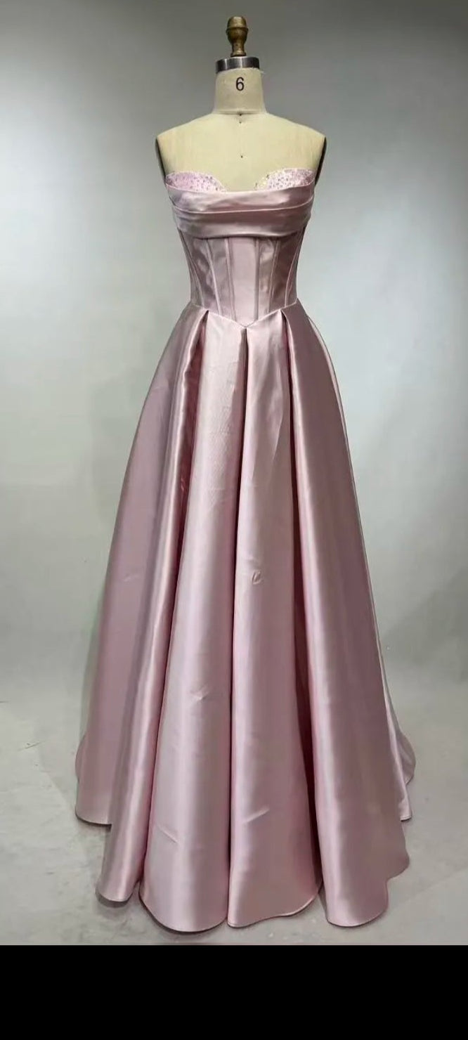 Celeste Satin Corset Gown – Pink