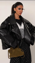 Black Icon Oversized Leather Biker Jacket “Aurelia”