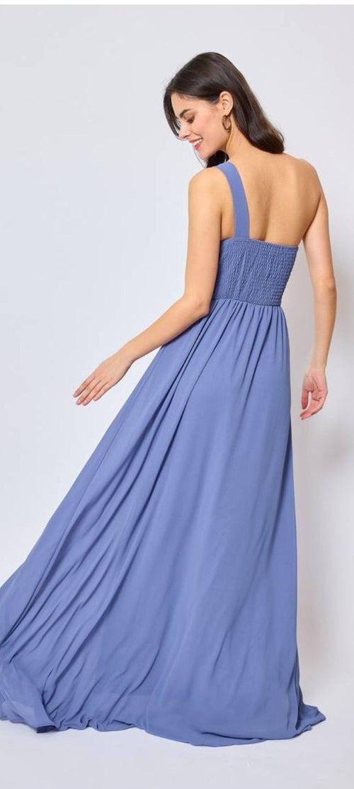Amara One Shoulder Dress – Blue