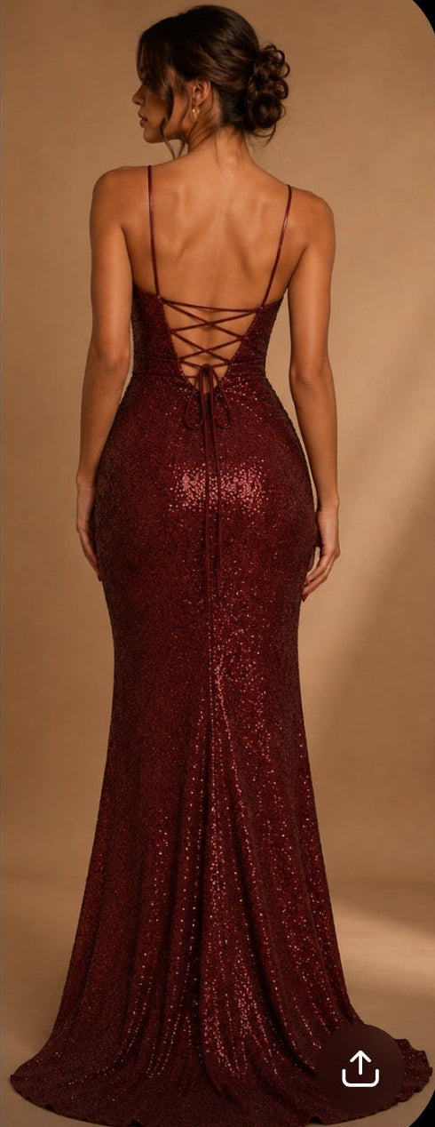 Atelier Burgundy Sequin Dress