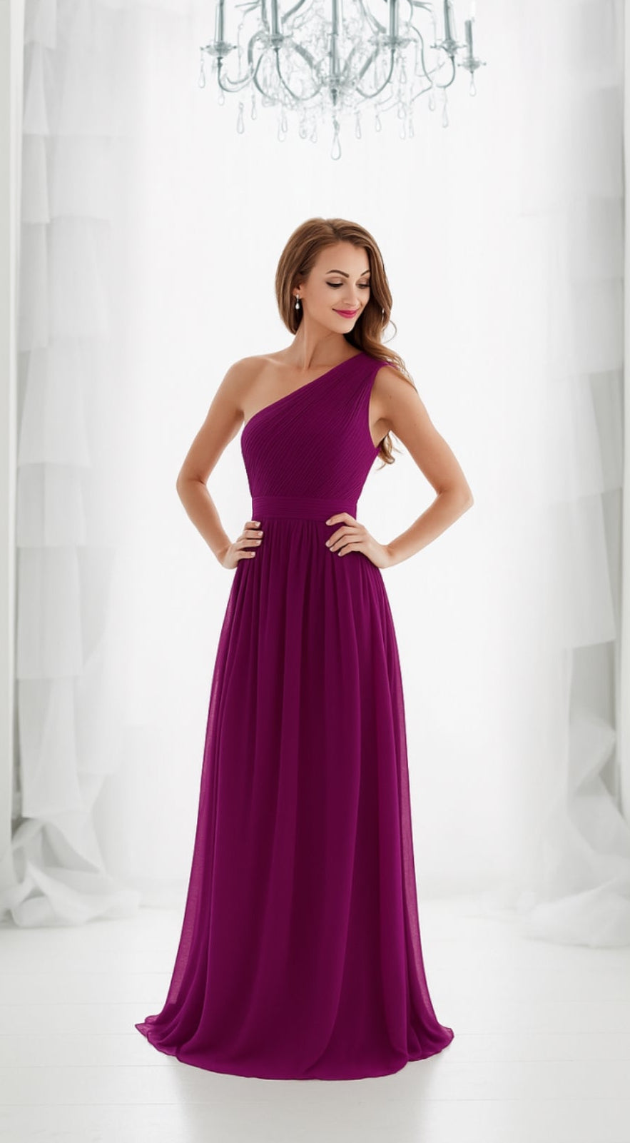 Amara One Shoulder Dress –Magenta
