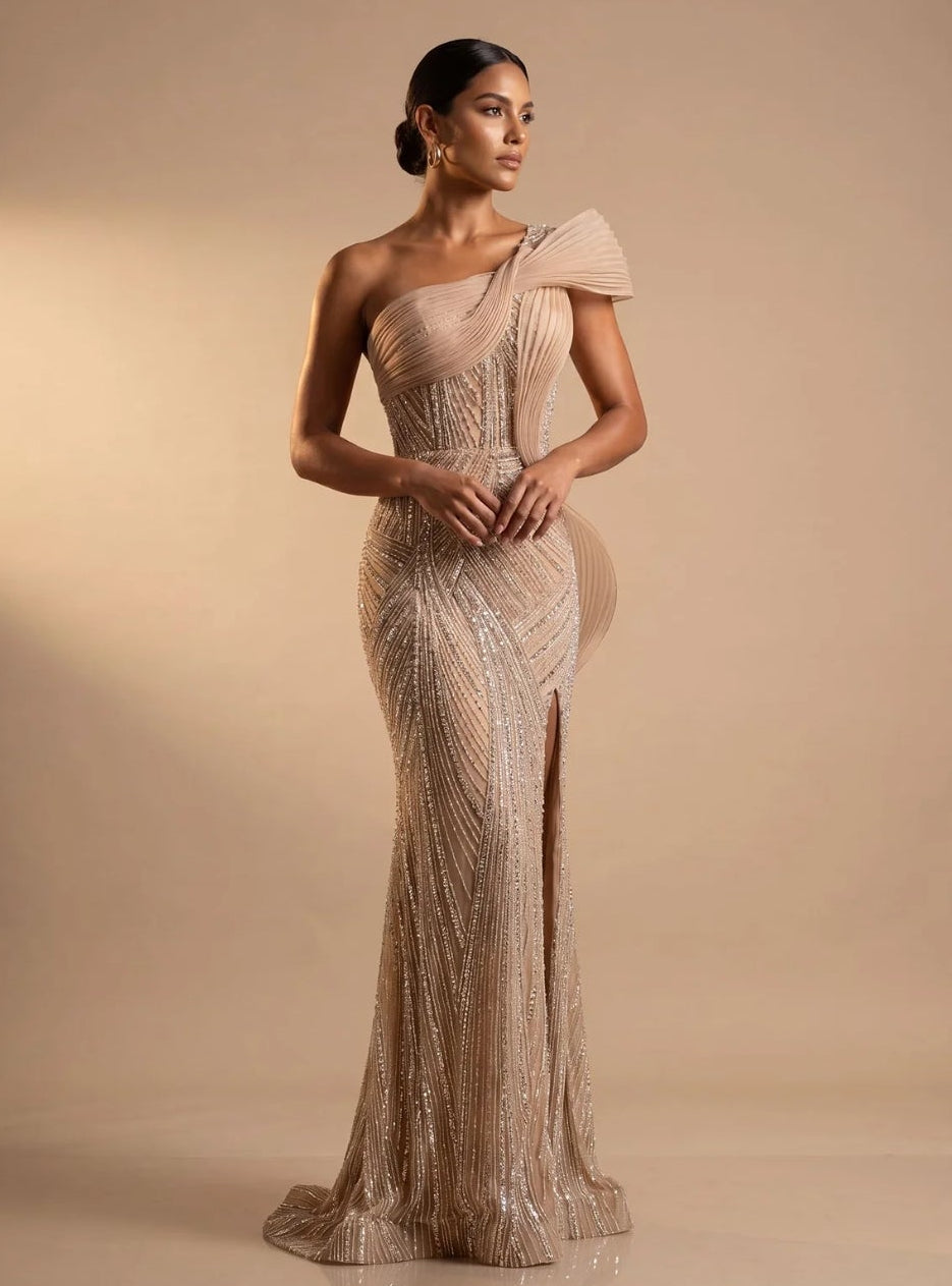 Isadora Crystal Nude Dress