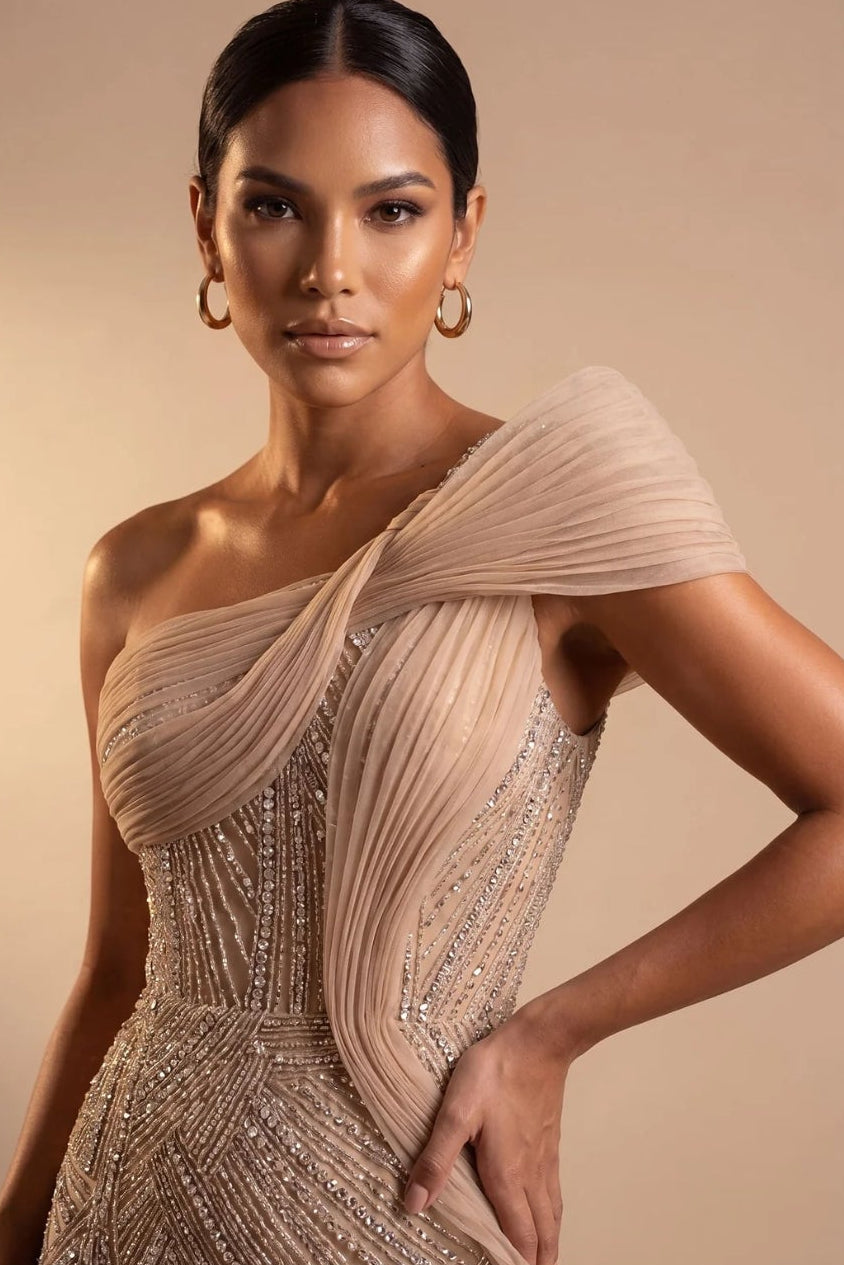 Isadora Crystal Nude Dress