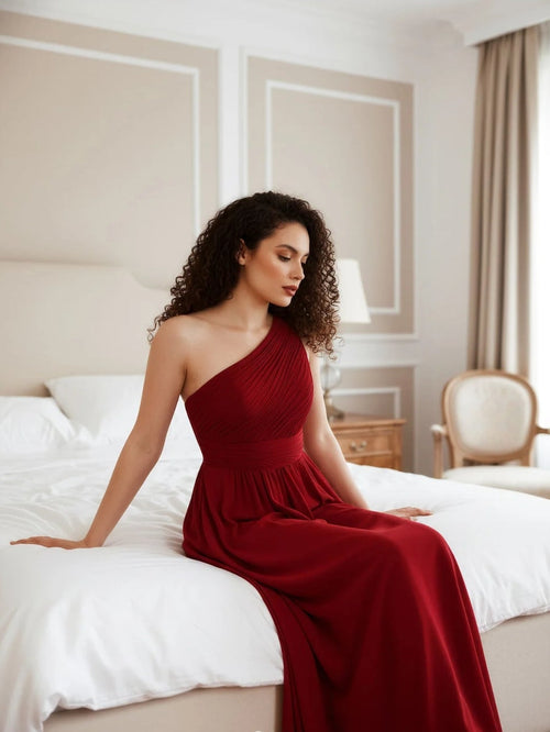 Amara One Shoulder Dress –Red