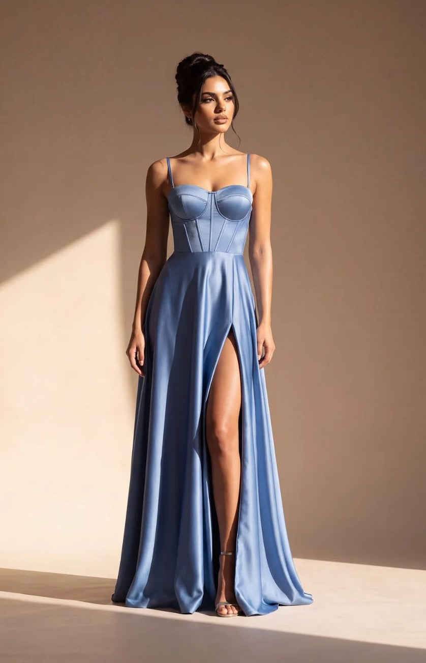 Blue Camille Corset Maxi Dress