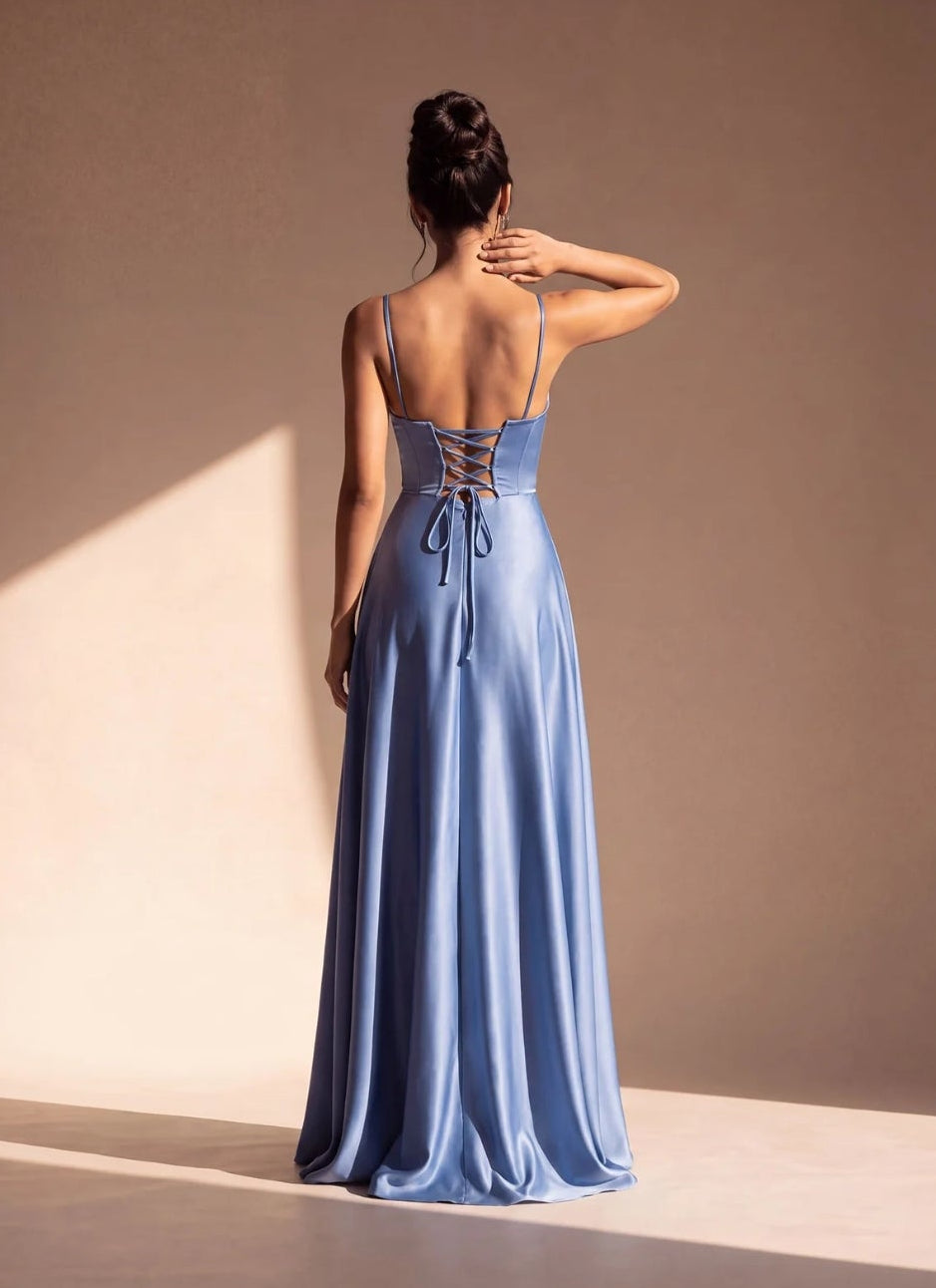 Blue Camille Corset Maxi Dress