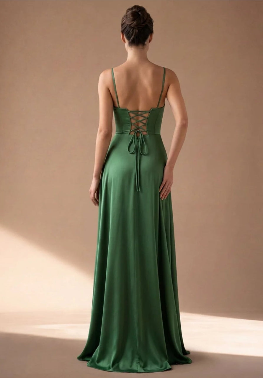 Green Camille Corset Maxi Dress