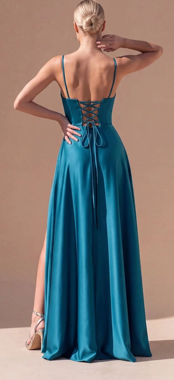 Petrol Camille Corset Maxi Dress